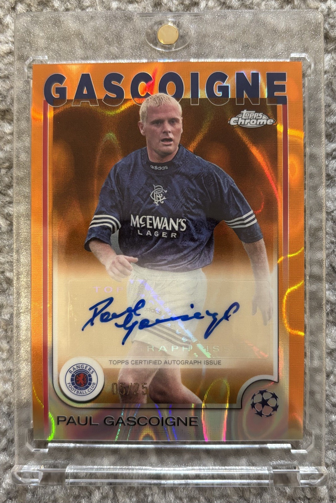 2024-25 Topps Finest UCC Paul Gascoigne /25 Auto Gold Lava Refractor Rangers  for sale on Ebay