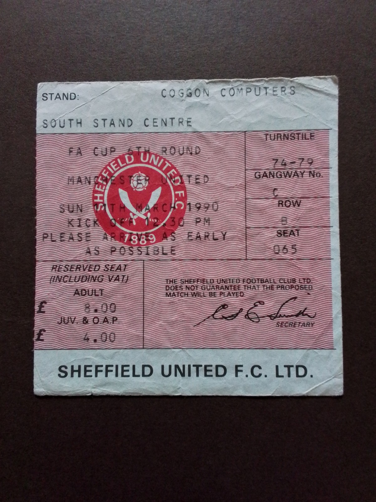 Sheffield Utd v Manchester United FA Cup 6th Rd 1990 Fergie's 1st Utd Trophy 🏆 for sale on Ebay