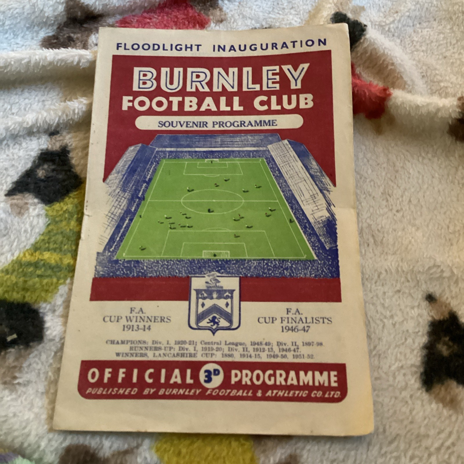 1957/8 Burnley v Blackburn. Floodlight inauguration friendly.  for sale on Ebay