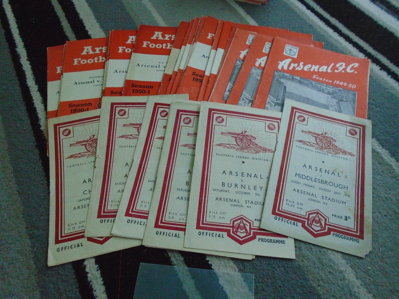 ARSENAL HOMES 1947-8 TO 1950-1 X 32 ALL LISTED for sale on Ebay