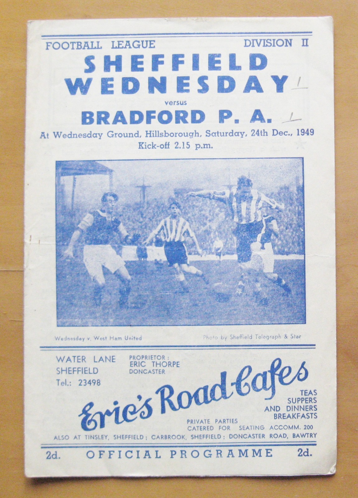 SHEFFIELD WEDNESDAY v BRADFORD PARK AVENUE 1949/1950 *Good Condition Programme* for sale on Ebay