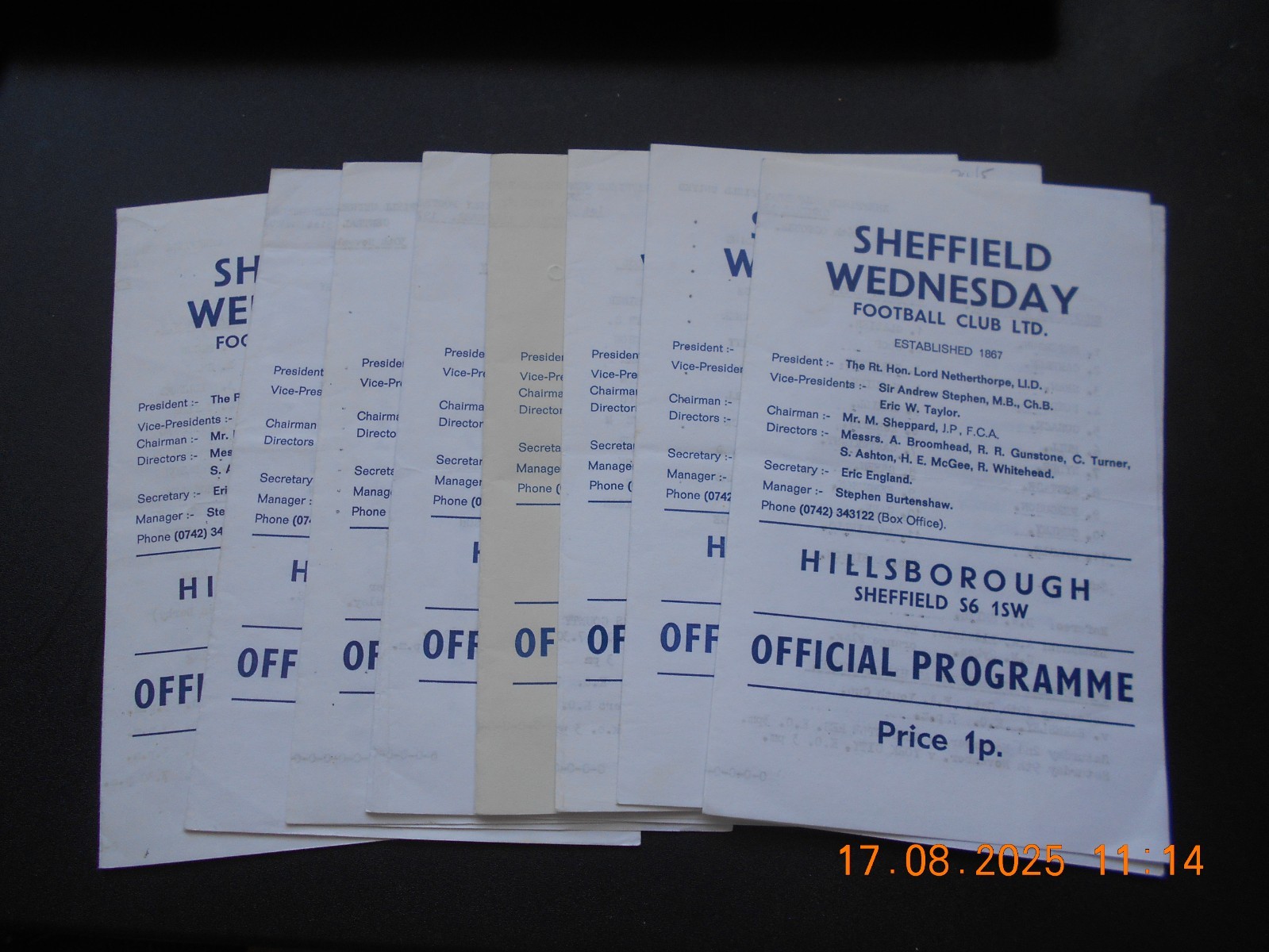 8 X SHEFFIELD WEDNESDAY RESERVE CENTRAL LEAGUE PROGRAMMES  1974/75 SEASON for sale on Ebay