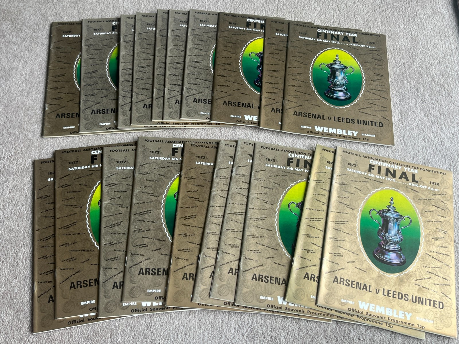 20 1972 FA Cup Final Programmes, Arsenal v Leeds United Unused with minor faults for sale on Ebay