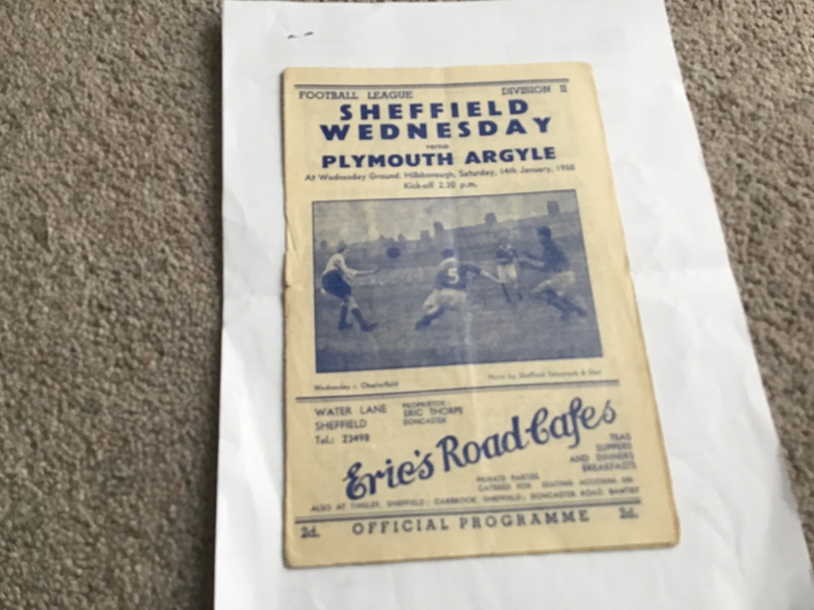 Sheffield Wednesday v Plymouth Argyle  Football Programme 14/1/1950. for sale on Ebay