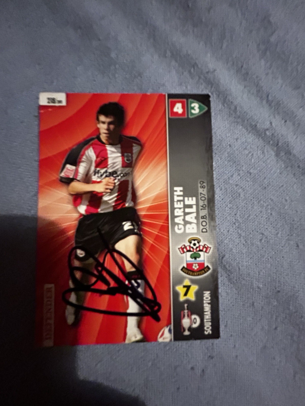 Gareth Bales signed panini card (obtained in person. Southampton Football club. for sale on Ebay