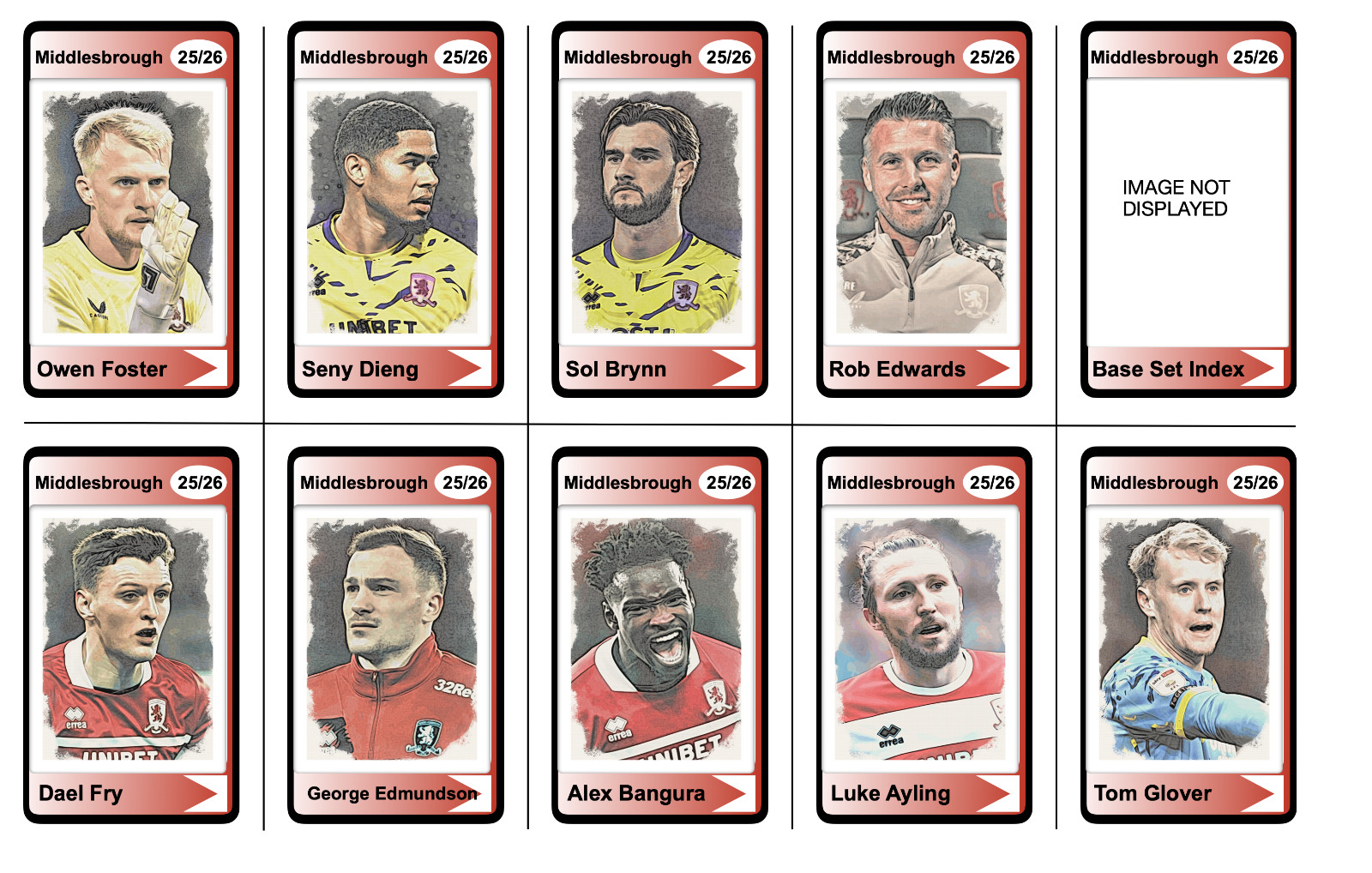 MIDDLESBROUGH FC - 25/26 ENGLISH CHAMPIONSHIP BASE SET - Trading Cards for sale on Ebay
