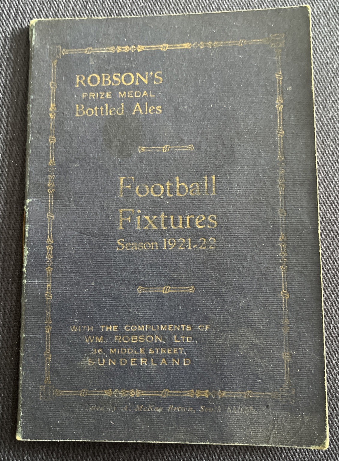 Robson’s fixture booklet 1921/2 Newcastle United, Sunderland, Middlesbrough + for sale on Ebay
