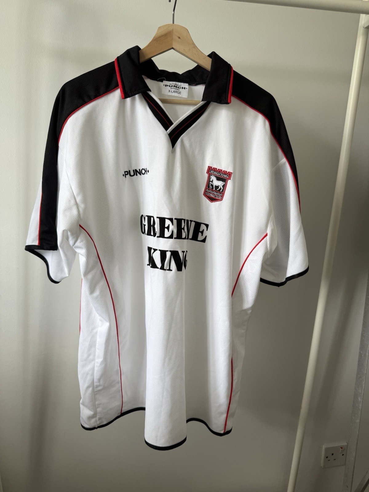 Ipswich Town FC Medium White Away Shirt Men 2000-2001 Punch Greene King for sale on Ebay