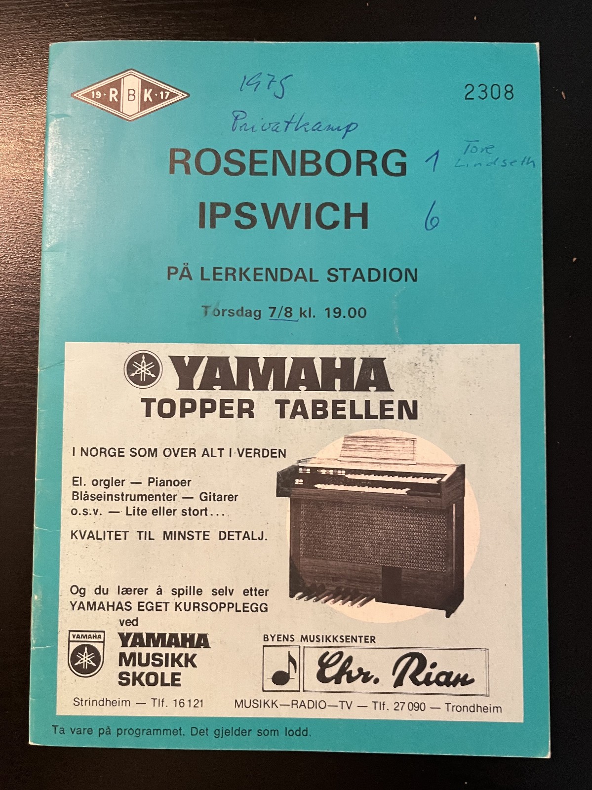 1975  Rosenborg Norway  v  Ipswich Town Friendly for sale on Ebay