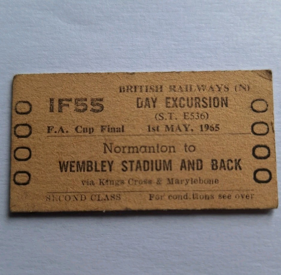 Rare 1965 FA CUP FINAL British Railway Train Ticket to Wembley LEEDS v LIVERPOOL for sale on Ebay