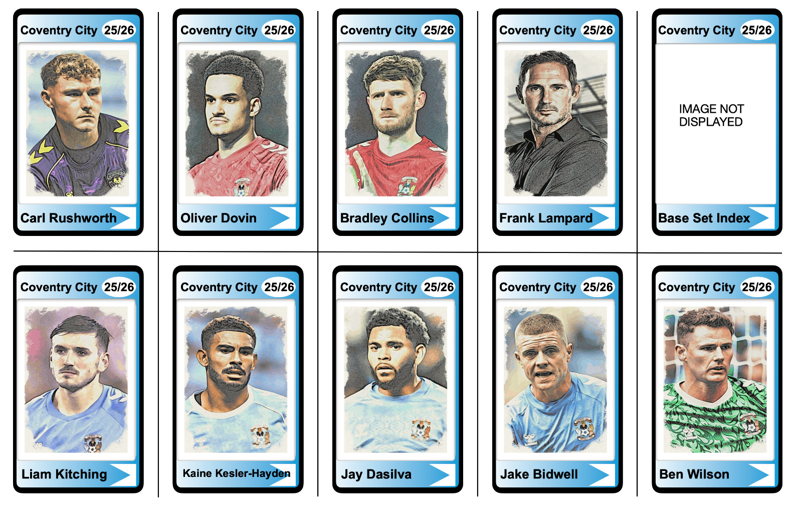 COVENTRY CITY - 25/26 ENGLISH CHAMPIONSHIP BASE SET - Trading Cards for sale on Ebay