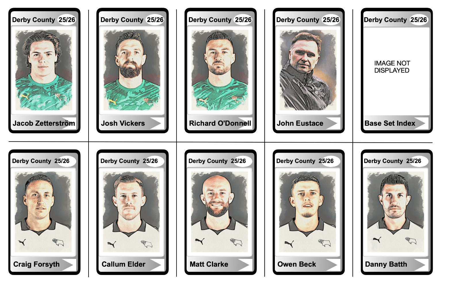DERBY COUNTY - 25/26 ENGLISH CHAMPIONSHIP BASE SET - Trading Cards for sale on Ebay