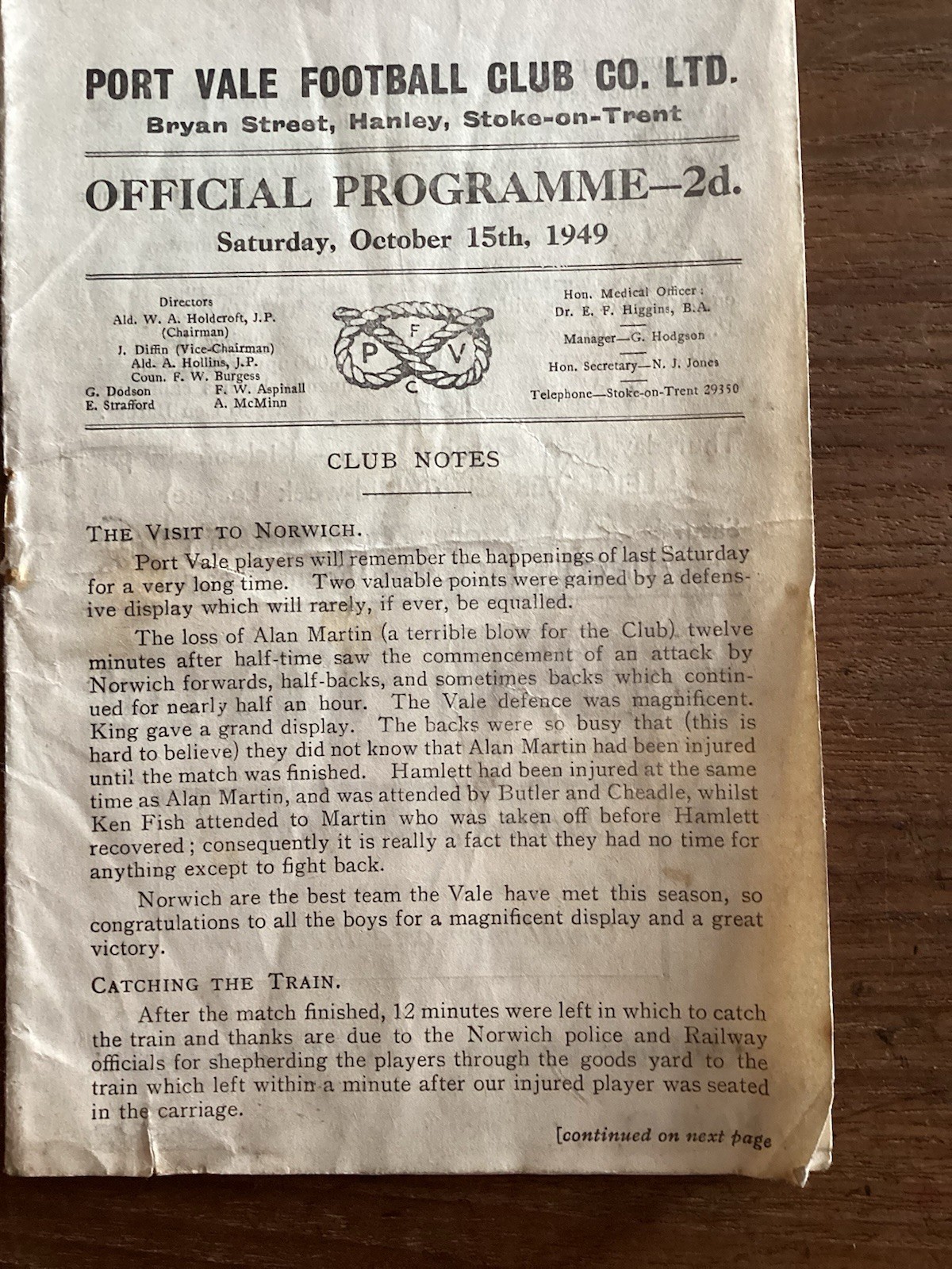 Port Vale v Newport County Programme, 15 October 1949 for sale on Ebay