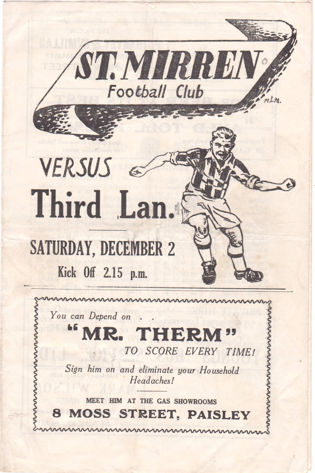 SCOTTISH FOOTBALL PROGRAMME ST. MIRREN THIRD LANARK 1950 CUTHBERTSON SIGNED for sale on Ebay