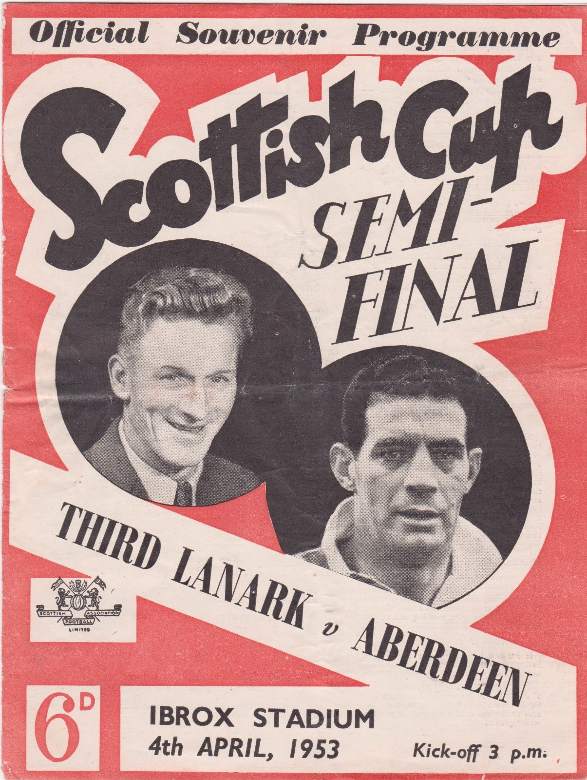 SCOTTISH CUP SEMI-FINAL FOOTBALL PROGRAMME ABERDEEN V THIRD LANARK 1953 for sale on Ebay