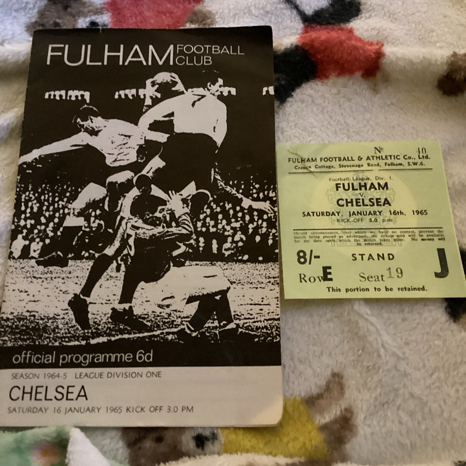 1964/5 Fulham v Chelsea and Match ticket. for sale on Ebay