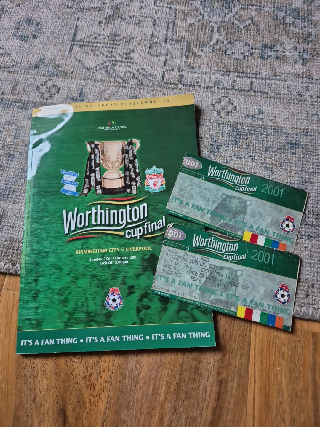 2001 Birmingham City v Liverpool Worthington Cup Final With 2 Ticket Stubs for sale on Ebay