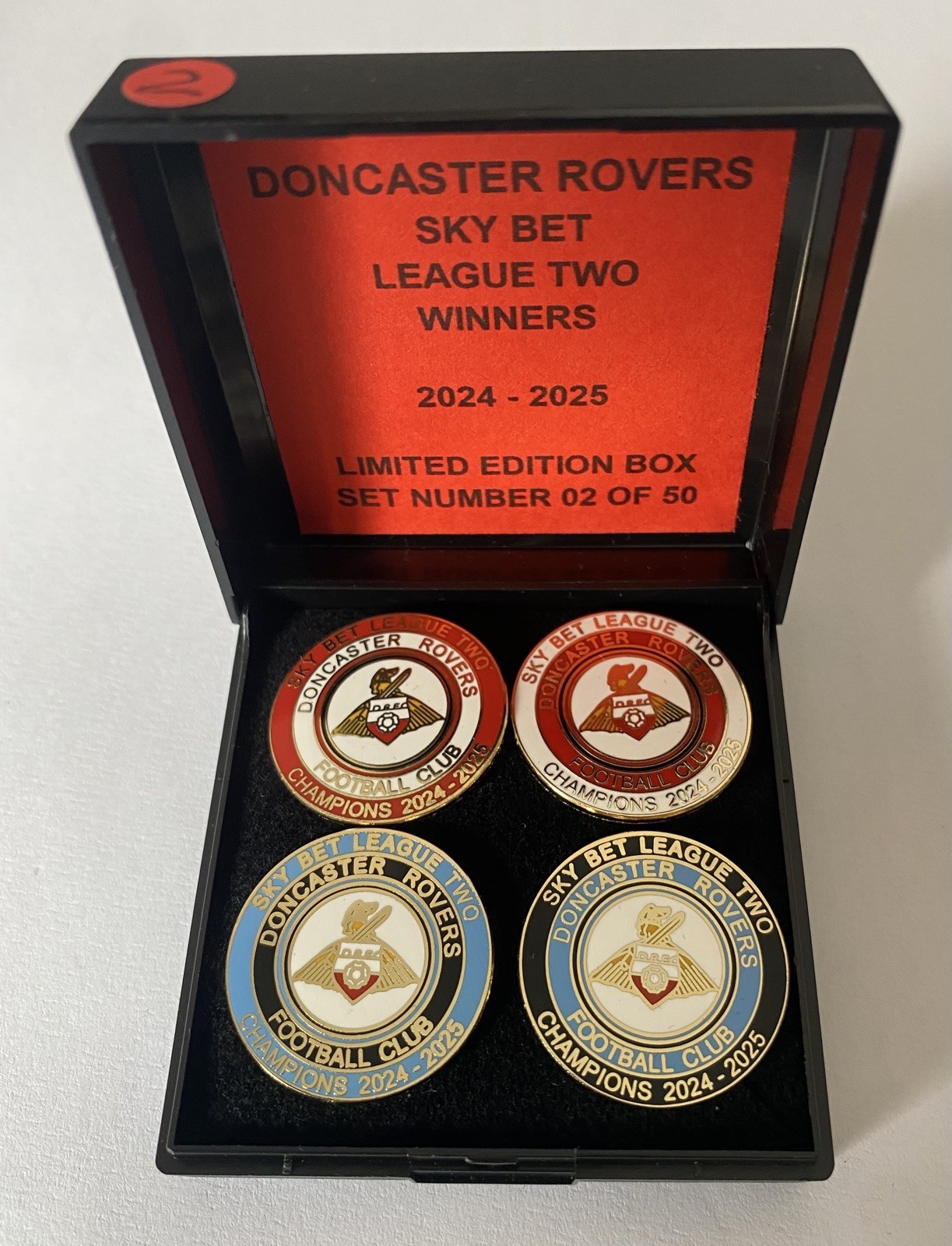 DONCASTER ROVERS Badge Football Club L/E PROMOTION CHAMPIONS LAST BOX PIN SET FC for sale on Ebay