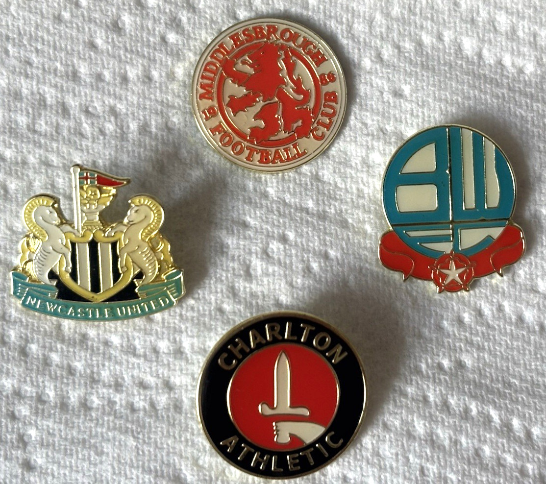 NEWCASTLE  UNITED,  BOLTON, CHRLTON   &  MIDDLESBROUGH  LEAGUE  FOOTBALL  BADGES for sale on Ebay