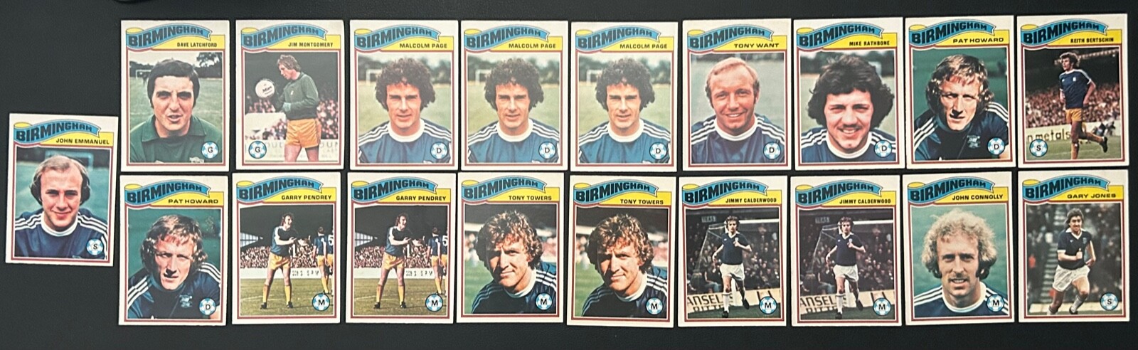 19 x Birmingham City Topps 1978 Orange Back Football Cards Latchford Towers Page for sale on Ebay