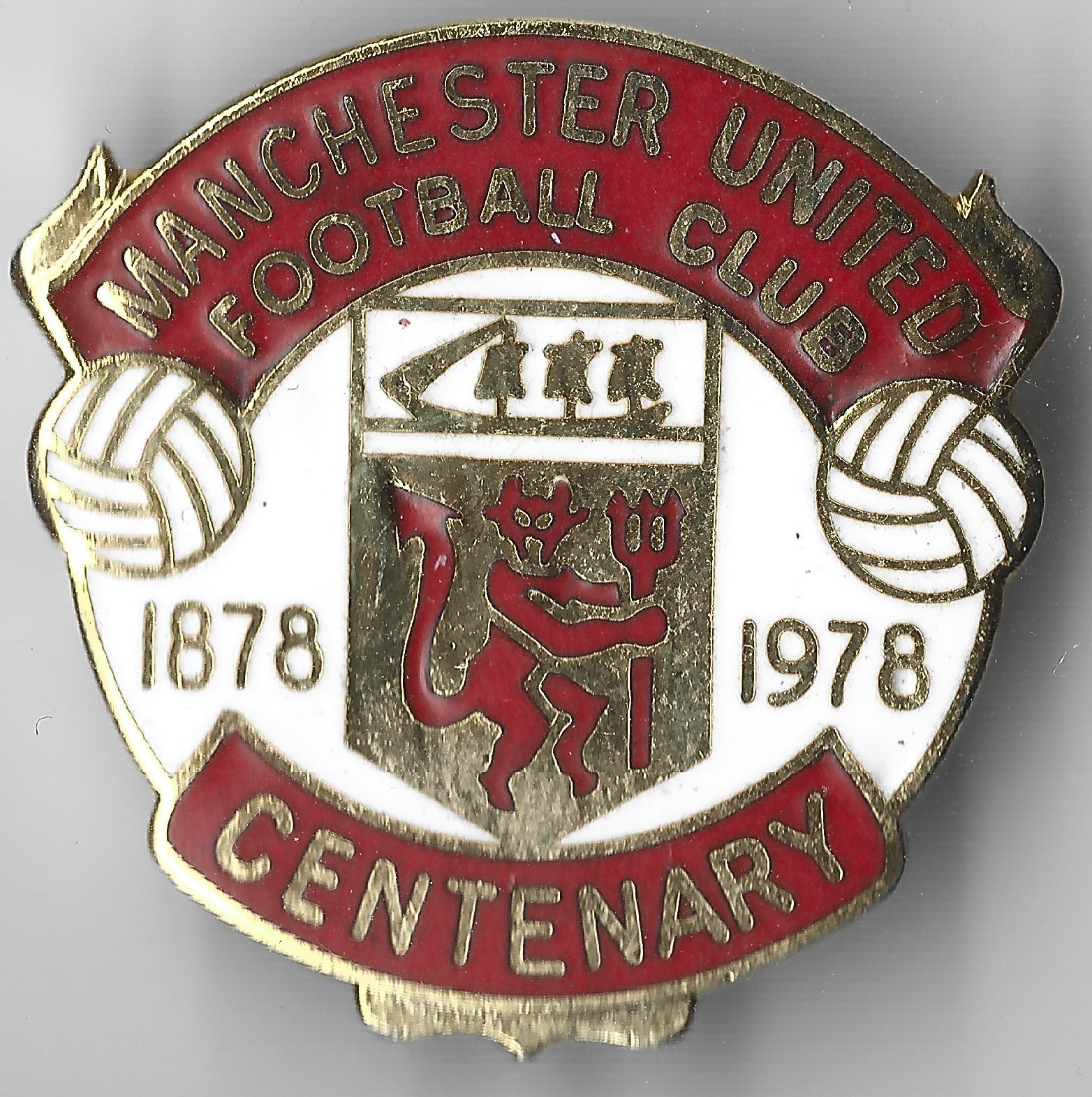 Vintage Manchester United Enamel Football Badge Centenary by W Reeves for sale on Ebay