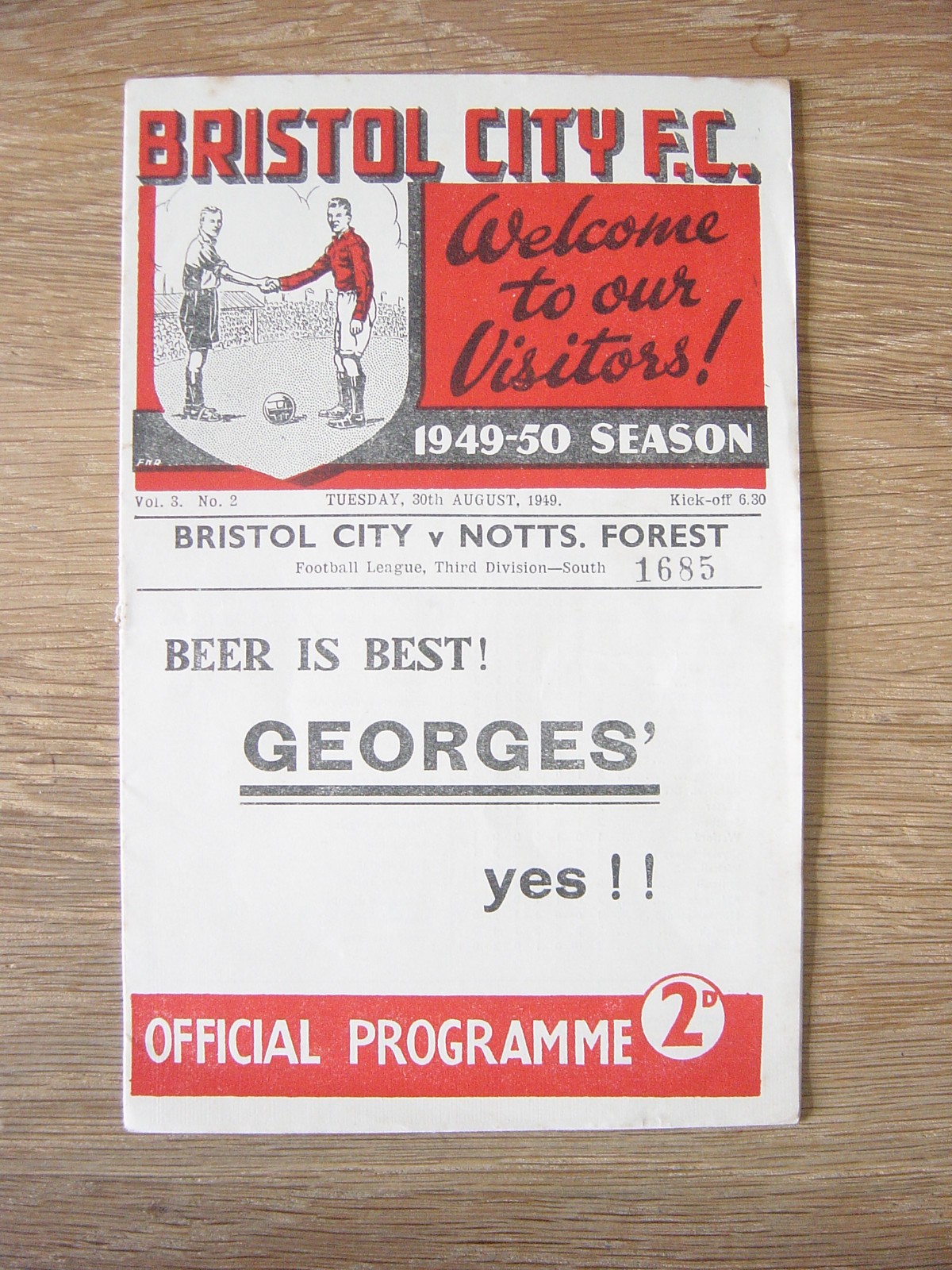 1949/50 BRISTOL CITY v NOTTINGHAM FOREST for sale on Ebay