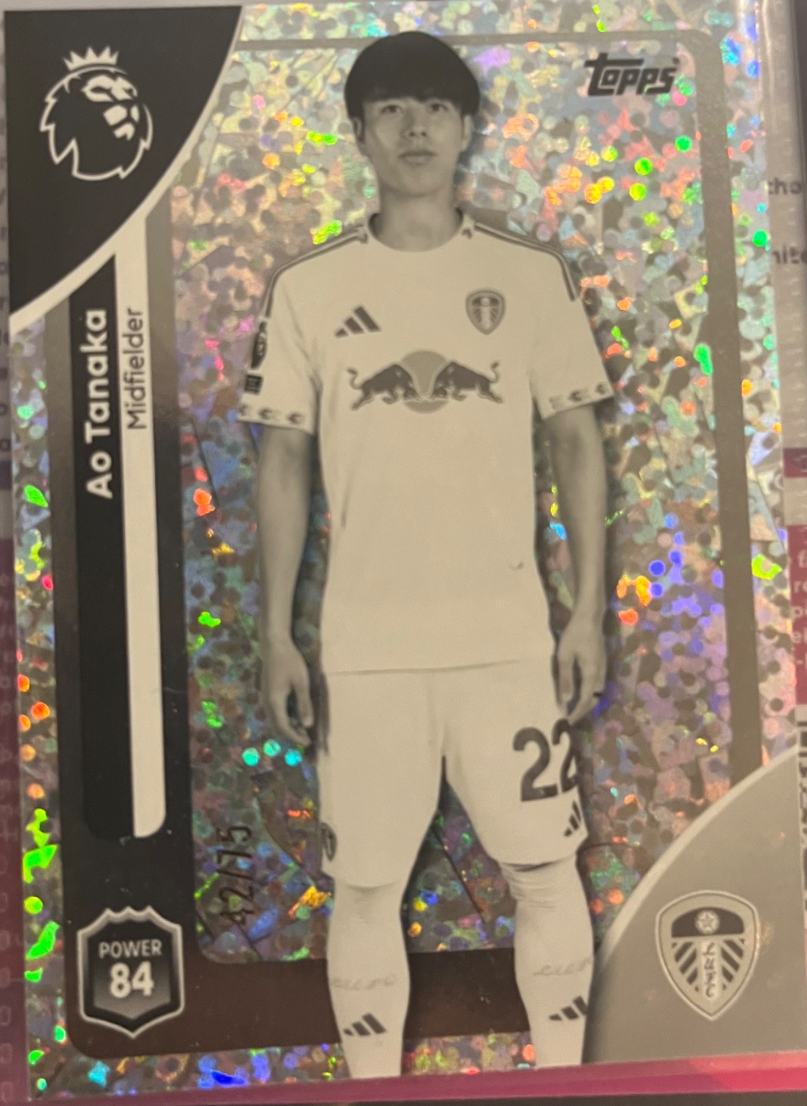 Topps Premier League 25/26 Leeds United Ao Tanaka black and white # 42/75 for sale on Ebay