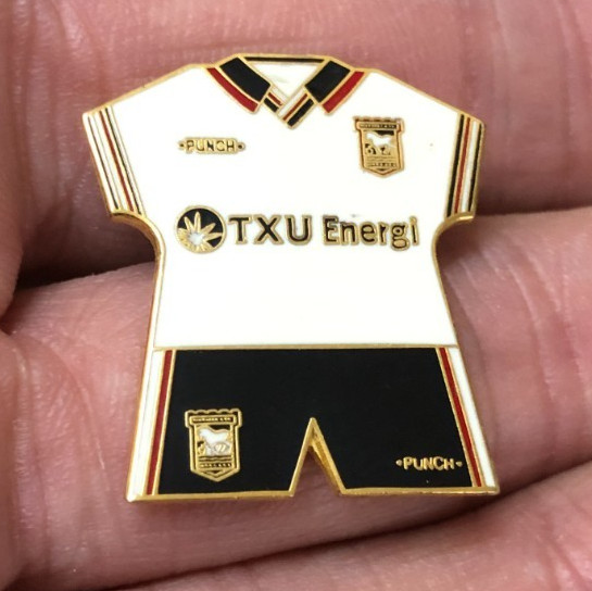 RARE IPSWICH TOWN OLD 'TXU ENERGI' AWAY KIT  ENAMEL  PIN BADGE for sale on Ebay