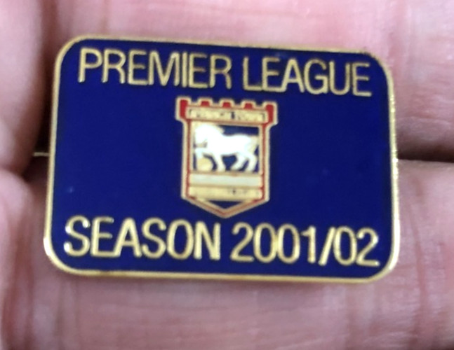 RARE IPSWICH TOWN PREMIER LEAGUE 2001-2002 ENAMEL  PIN BADGE for sale on Ebay