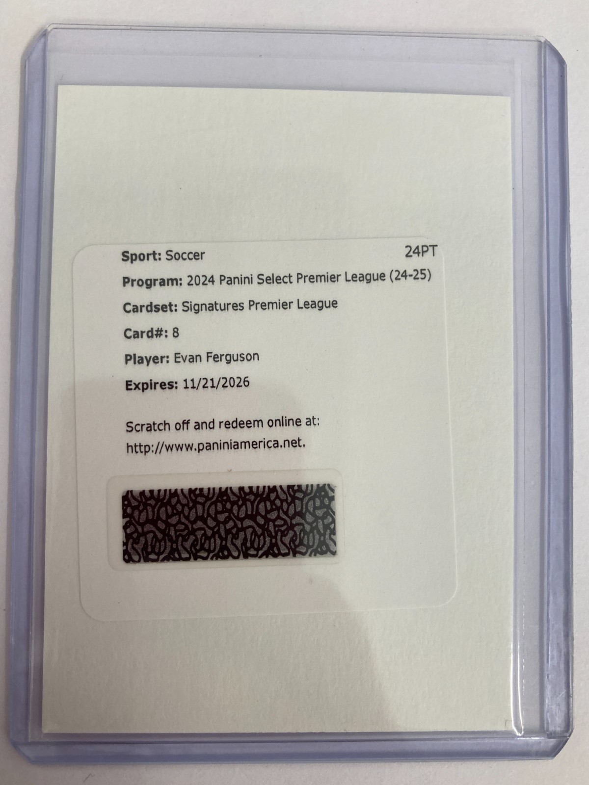 PANINI SELECT PL 2024-25 EVAN FERGUSON CRYSTAL PALACE AUTOGRAPH REDEMPTION #8. for sale on Ebay