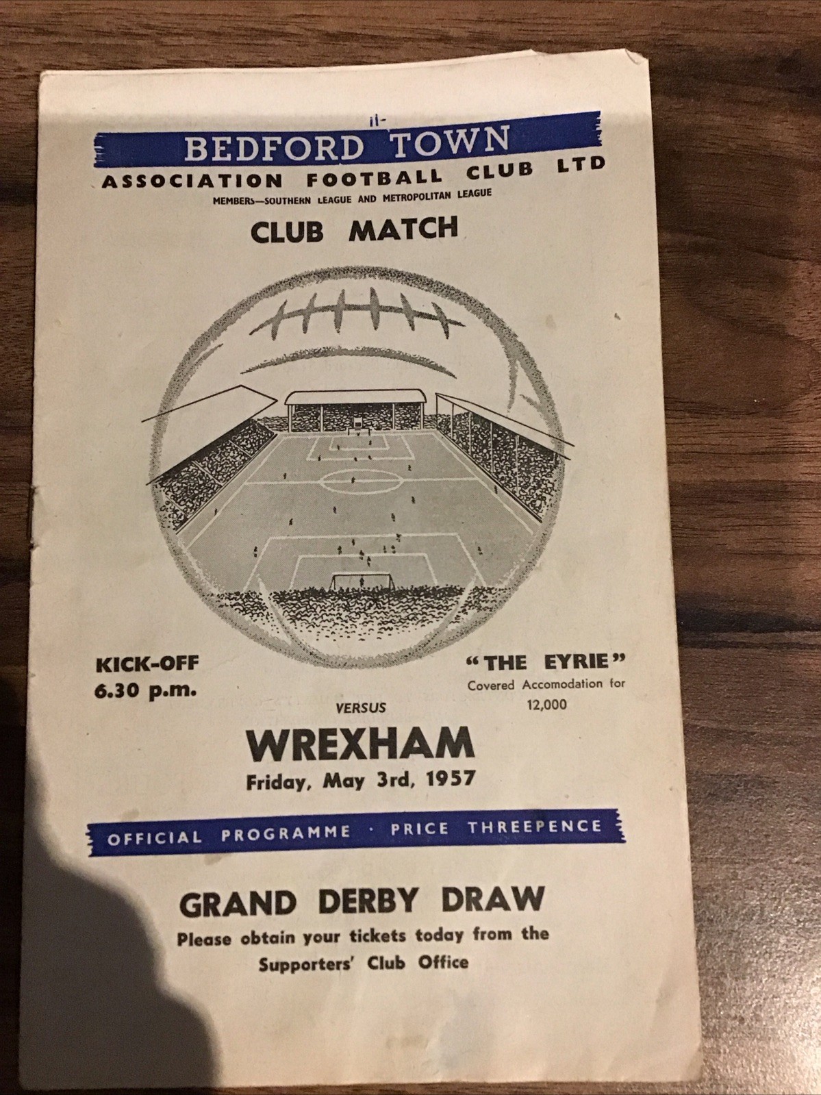 Bedford Town FC  v  Wrexham Friendly 1956/57 (rare Football Programme) for sale on Ebay