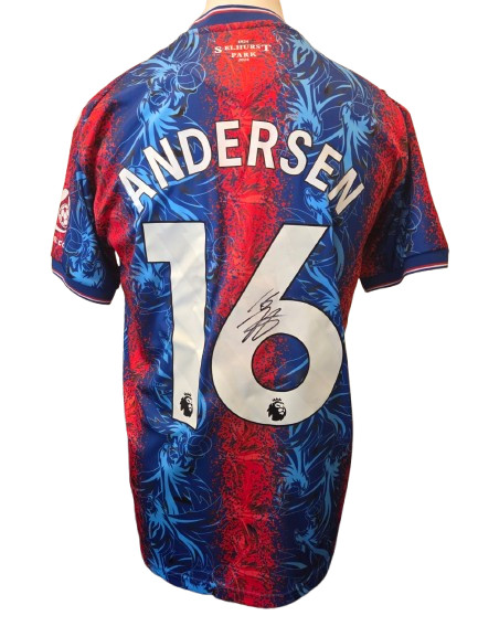 Joachim Andersen Hand Signed Crystal Palace 2024/25 Home Shirt with COA for sale on Ebay