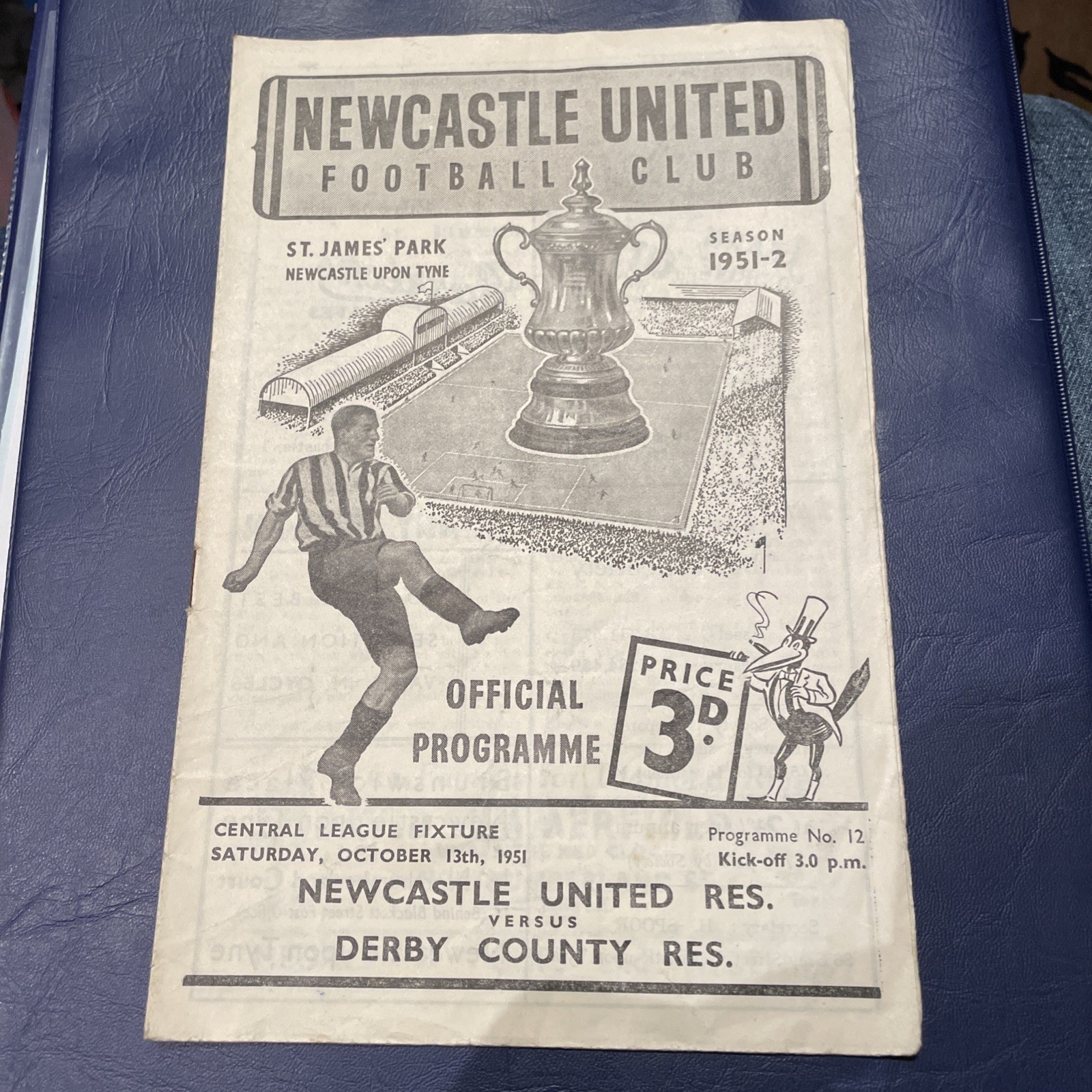 Newcastle Reserves V Derby County Reserves 13/10/1951 for sale on Ebay