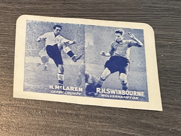PAPER TRADE CARD ISSUED BY LEGIBLE 1954 WOLVERHAMPTON WANDERERS DERBY COUNTY for sale on Ebay