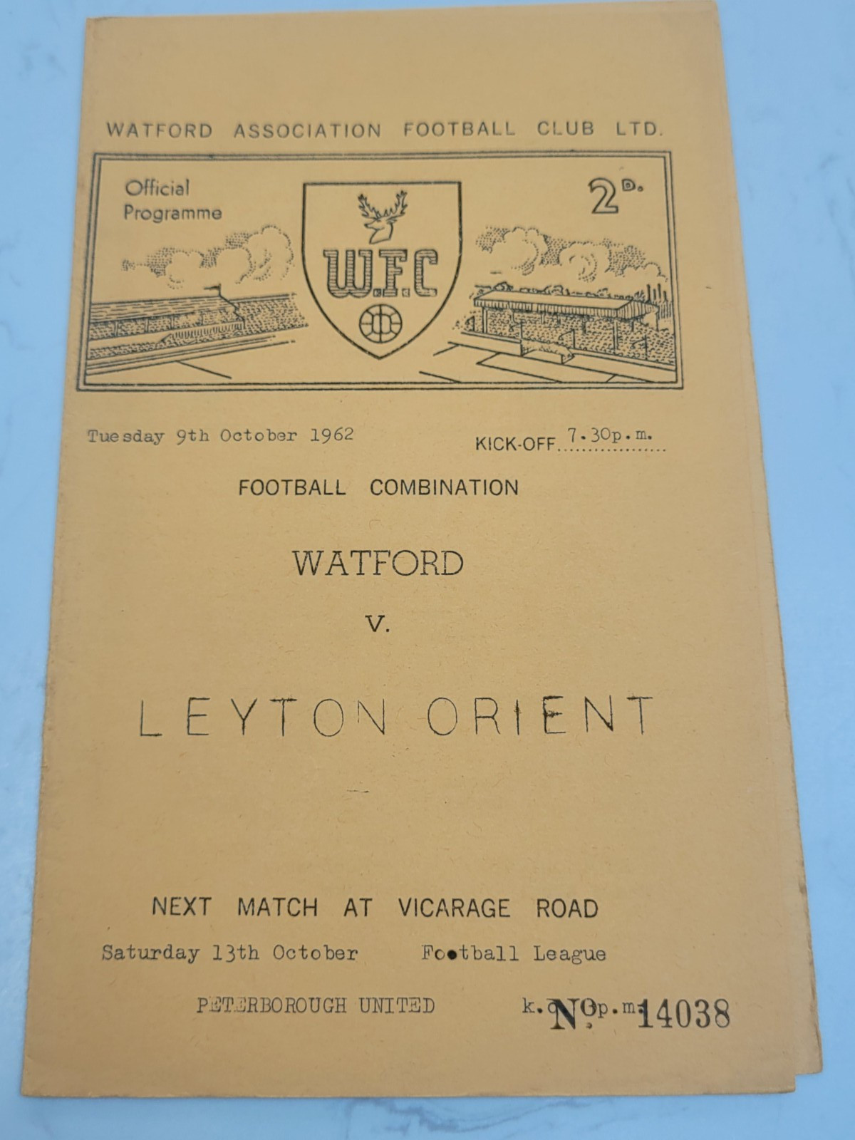 Watford Reserves V Leyton Orient 9.10. 1962 - Football Combination Reserves for sale on Ebay