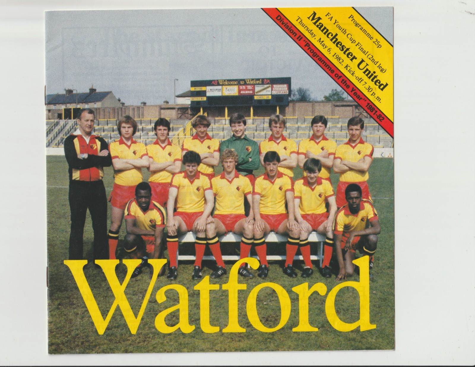1982  F.A.Youth Cup Final.Watford v Manchester United. for sale on Ebay