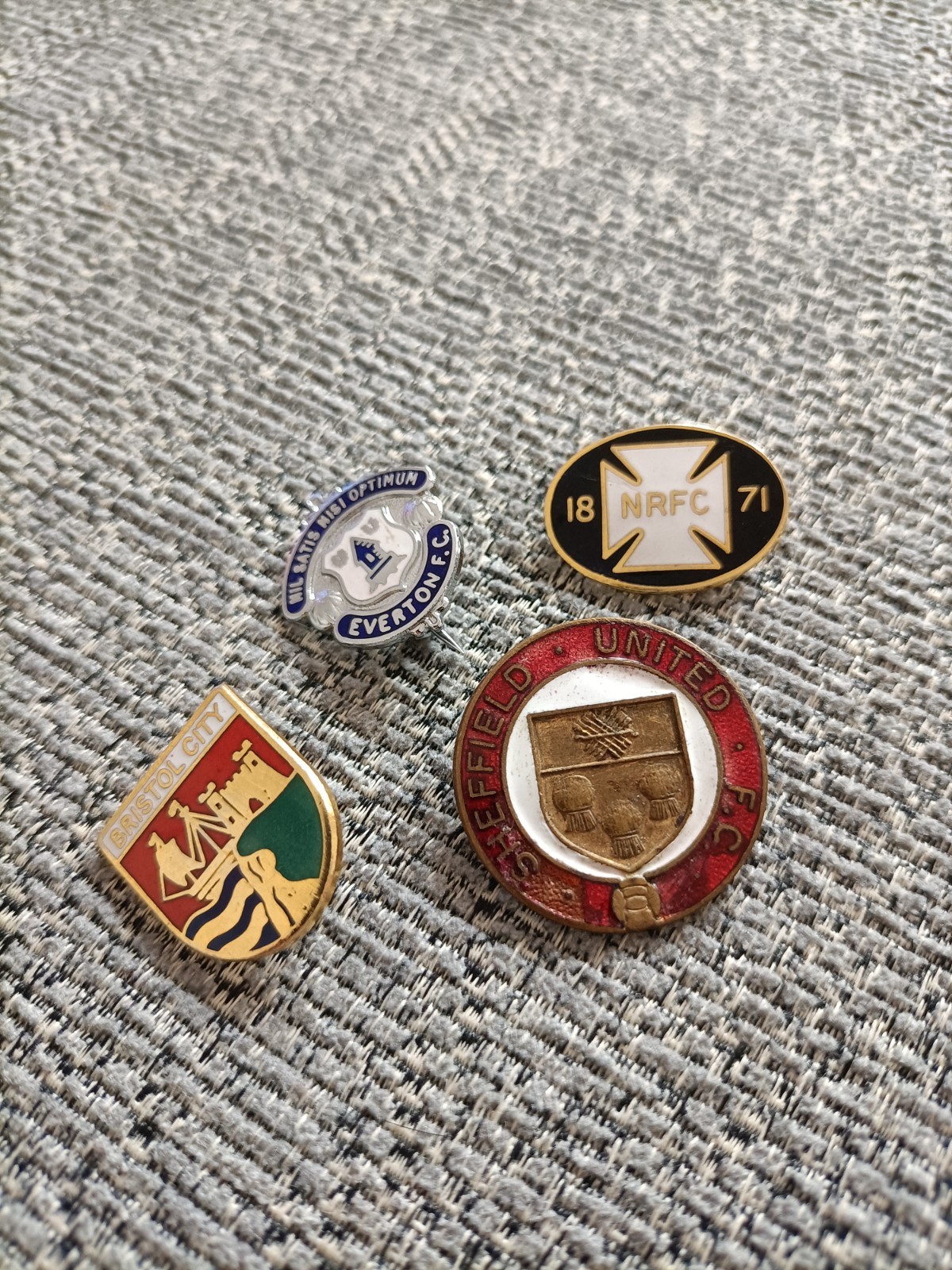 4 Vintage football enamel  badges, Everton, Sheffield United, etc for sale on Ebay