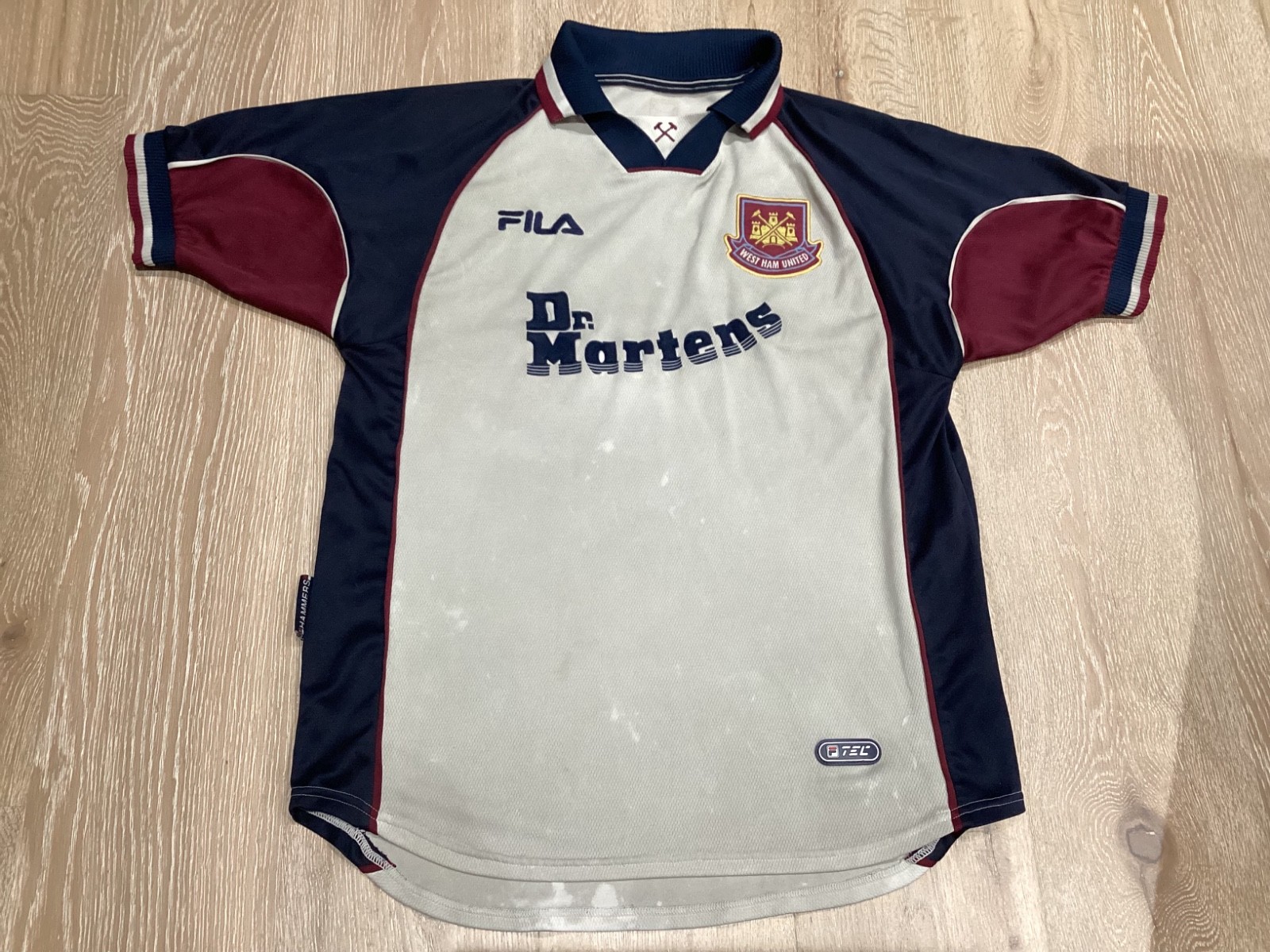 West Ham United FC Football Shirt 1999-2001 42 ins chest FILA Dr Martens Away  for sale on Ebay