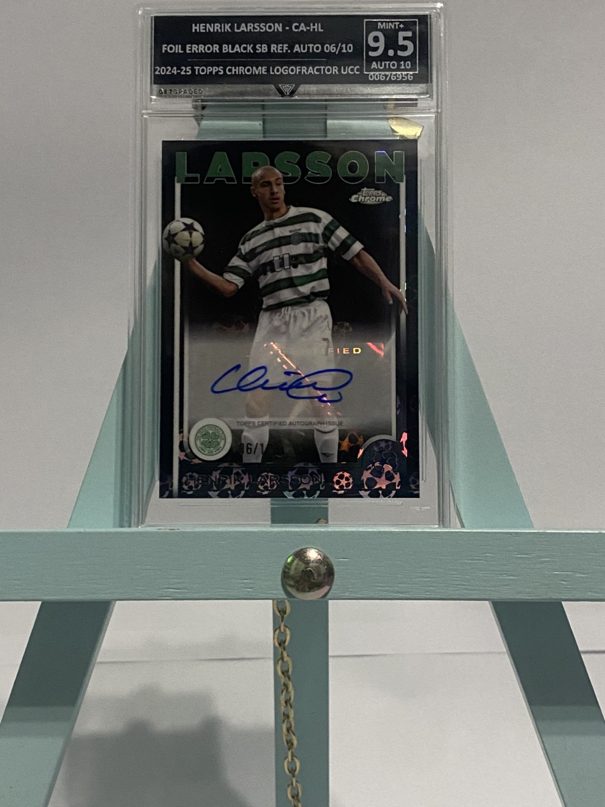 Henrik Larsson 6/10 Auto Foil Error Celtic TOPPS Chrome Logofractor 2024-25 UCC for sale on Ebay
