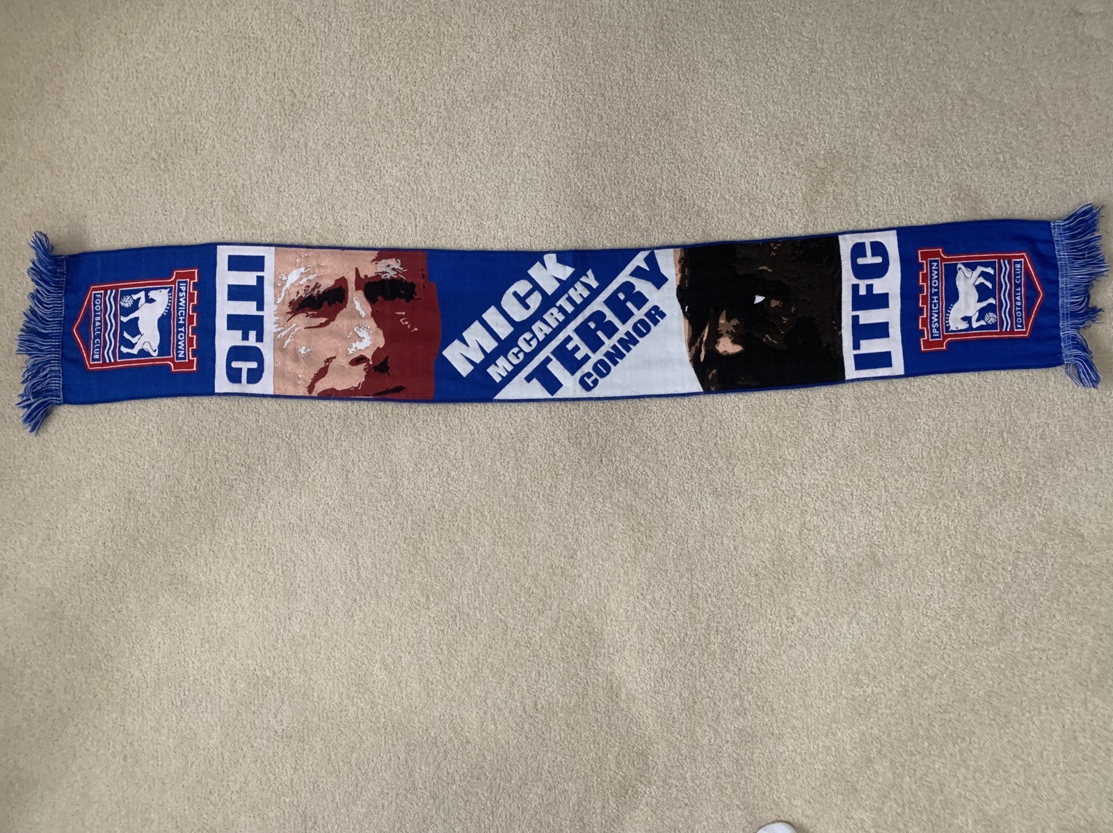 Mick McCarthy and Terry Connor Ipswich Town Official Half and Half Scarf for sale on Ebay
