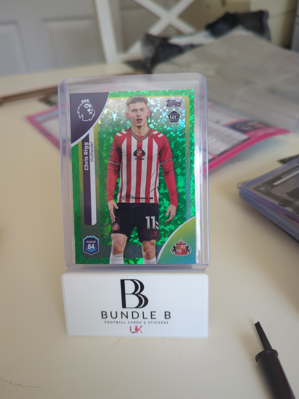 Topps Premier League 26 Chris Rigg #/99 Rookie RC Green Mini Diamond Sunderland for sale on Ebay