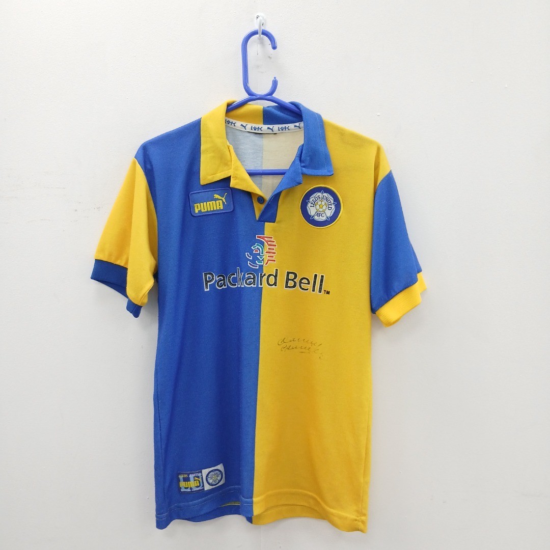 Leeds United Away Shirt 1997-99 Signed Danny Granville C40 Puma Blue Yellow RMF for sale on Ebay