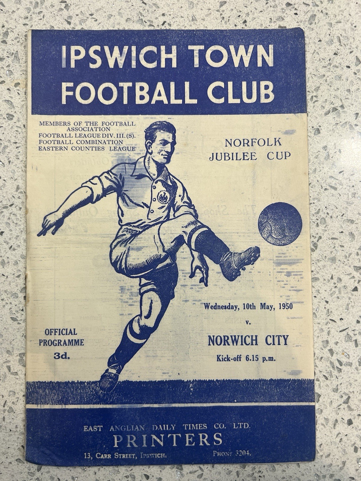 IPSWICH v NORWICH 1949/50, 10th May, NORFOLK JUBILEE CUP, Excellent condition for sale on Ebay