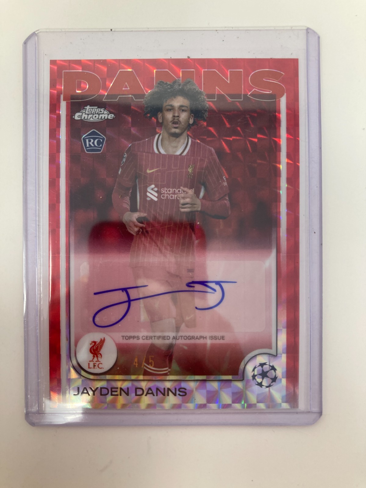 TOPPS CHROME 24/25 JAYDEN DANNS LIVERPOOL AUTO 4/5.. for sale on Ebay