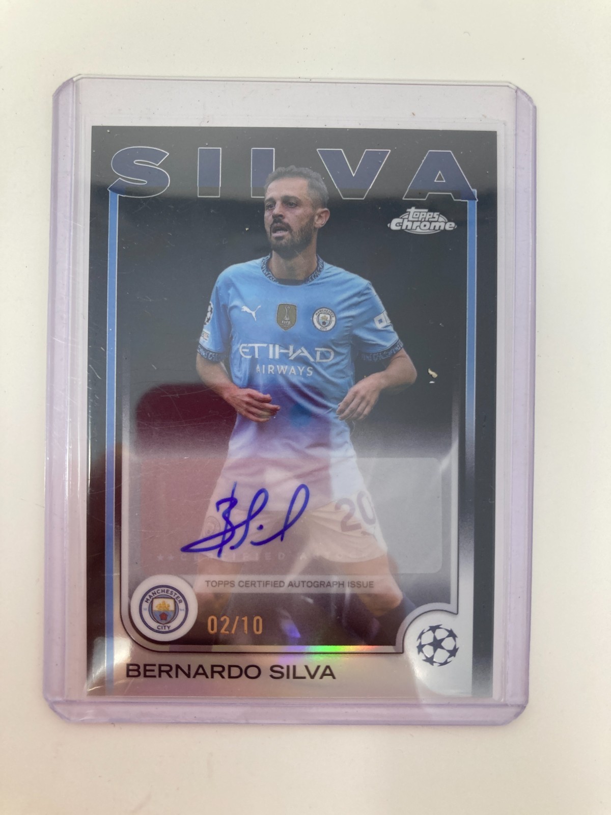 TOPPS CHROME 24/25 BERNARDO SILVA MANCHESTER CITY AUTO 2/10.. for sale on Ebay