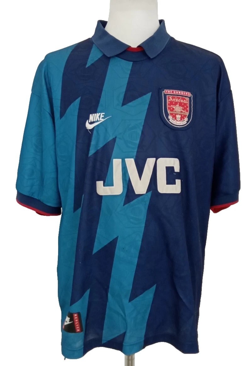 Nike Men's Arsenal 1995/96 Away Football Shirt Size XL Blue Mix Used F1 for sale on Ebay