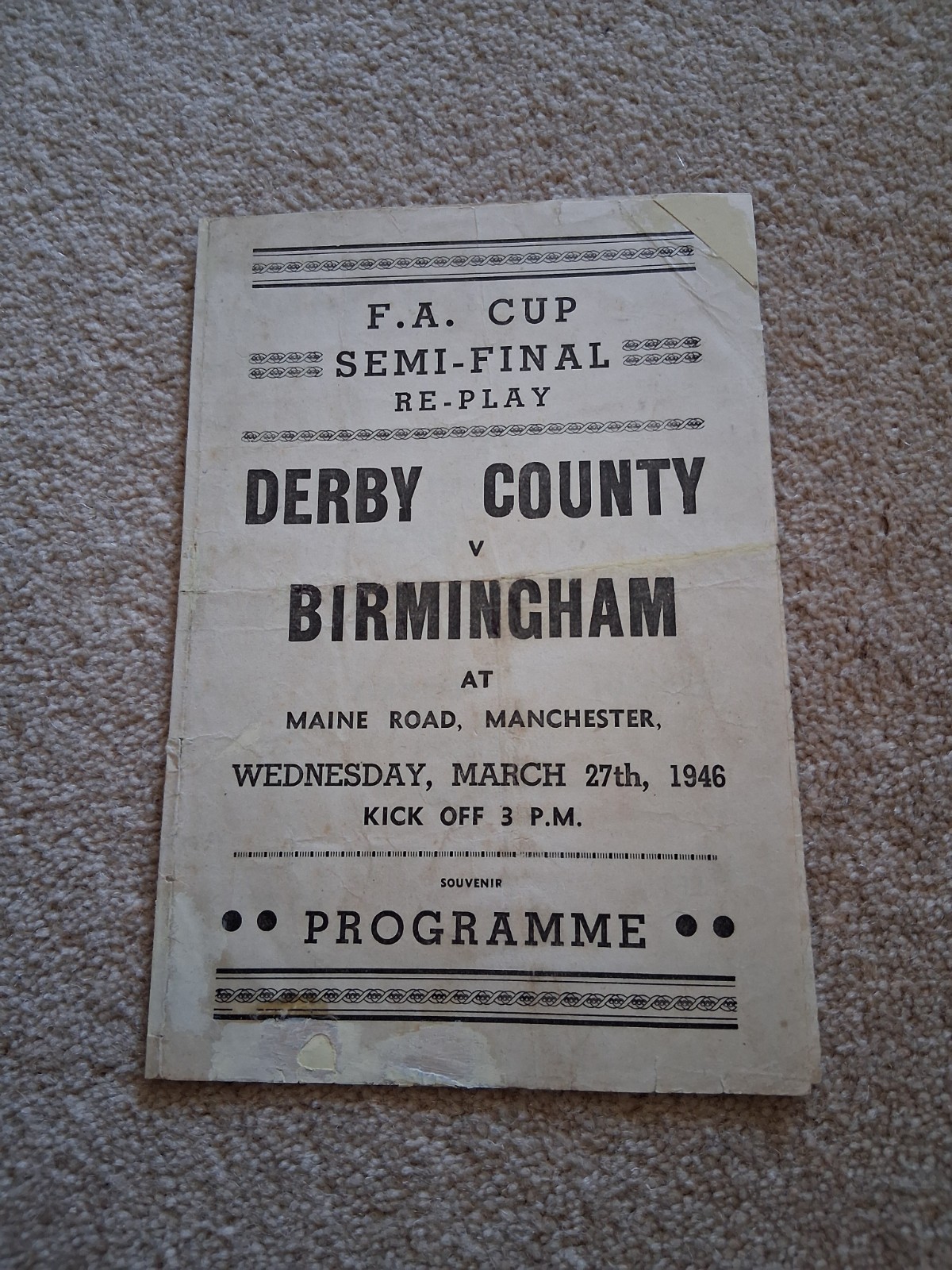 Derby County V Birmingham City - FA Cup Semi Final Replay 1945/46 - Pirate for sale on Ebay