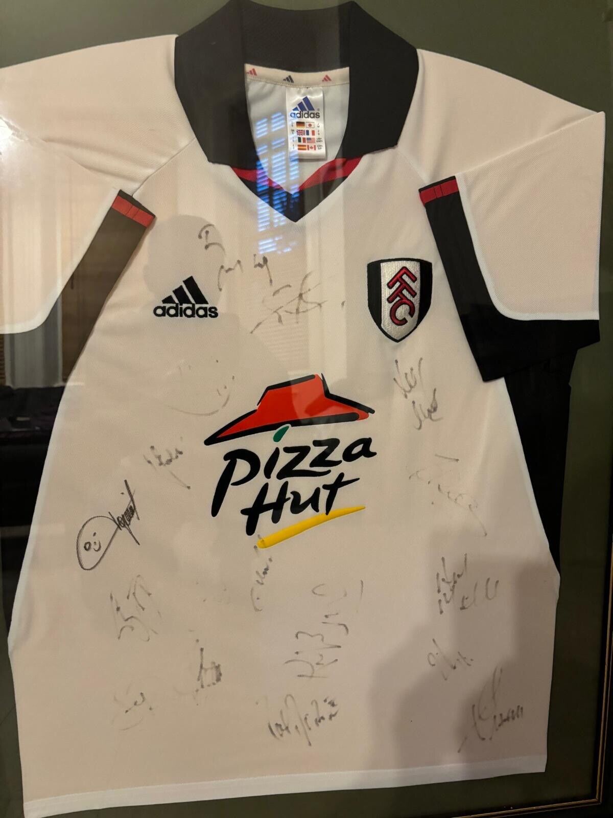 Fulham shirt signed and framed for sale on Ebay