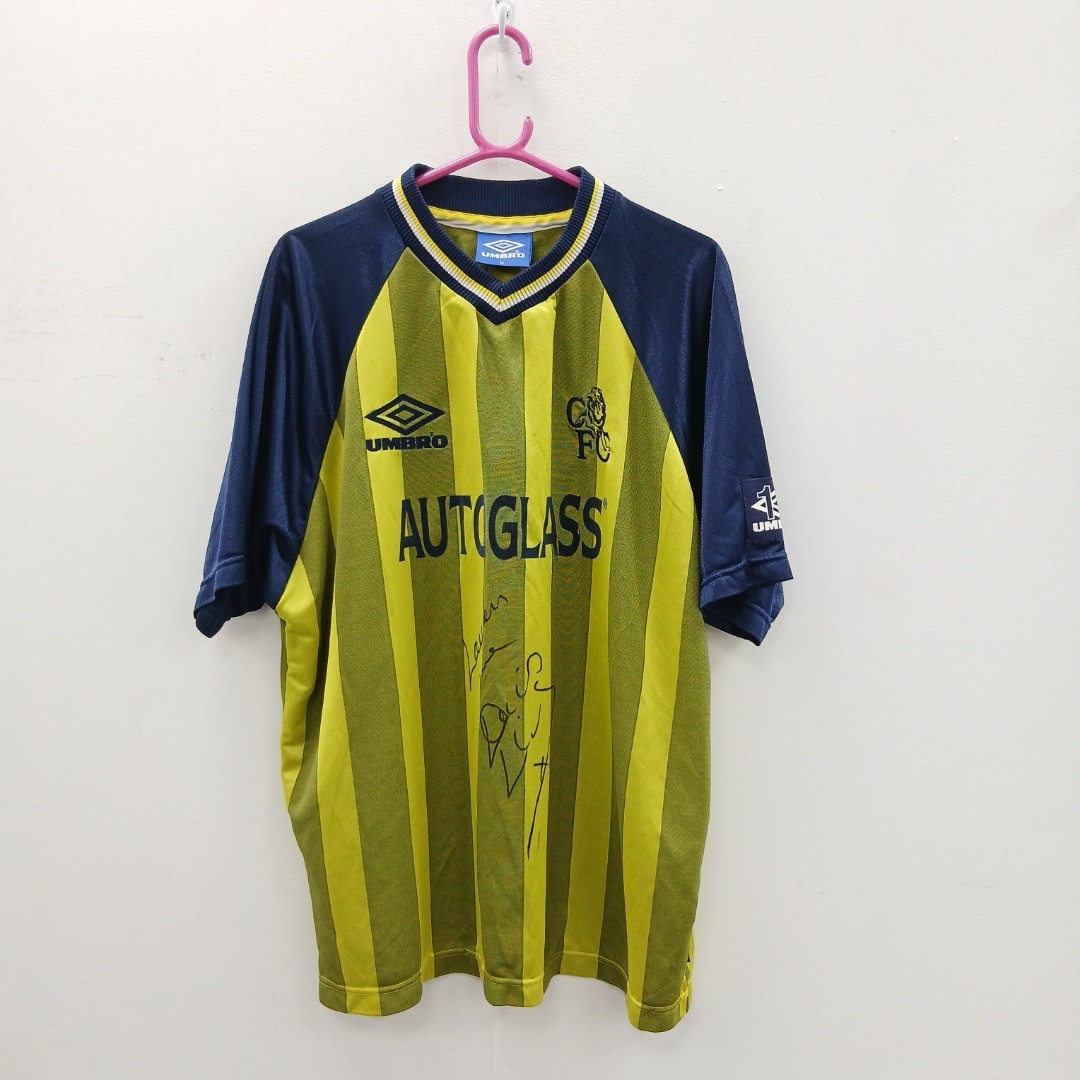 Chelsea Umbro Football Shirt 1998/99 Size XL Signed Dennis Wise Yellow RMF21 for sale on Ebay