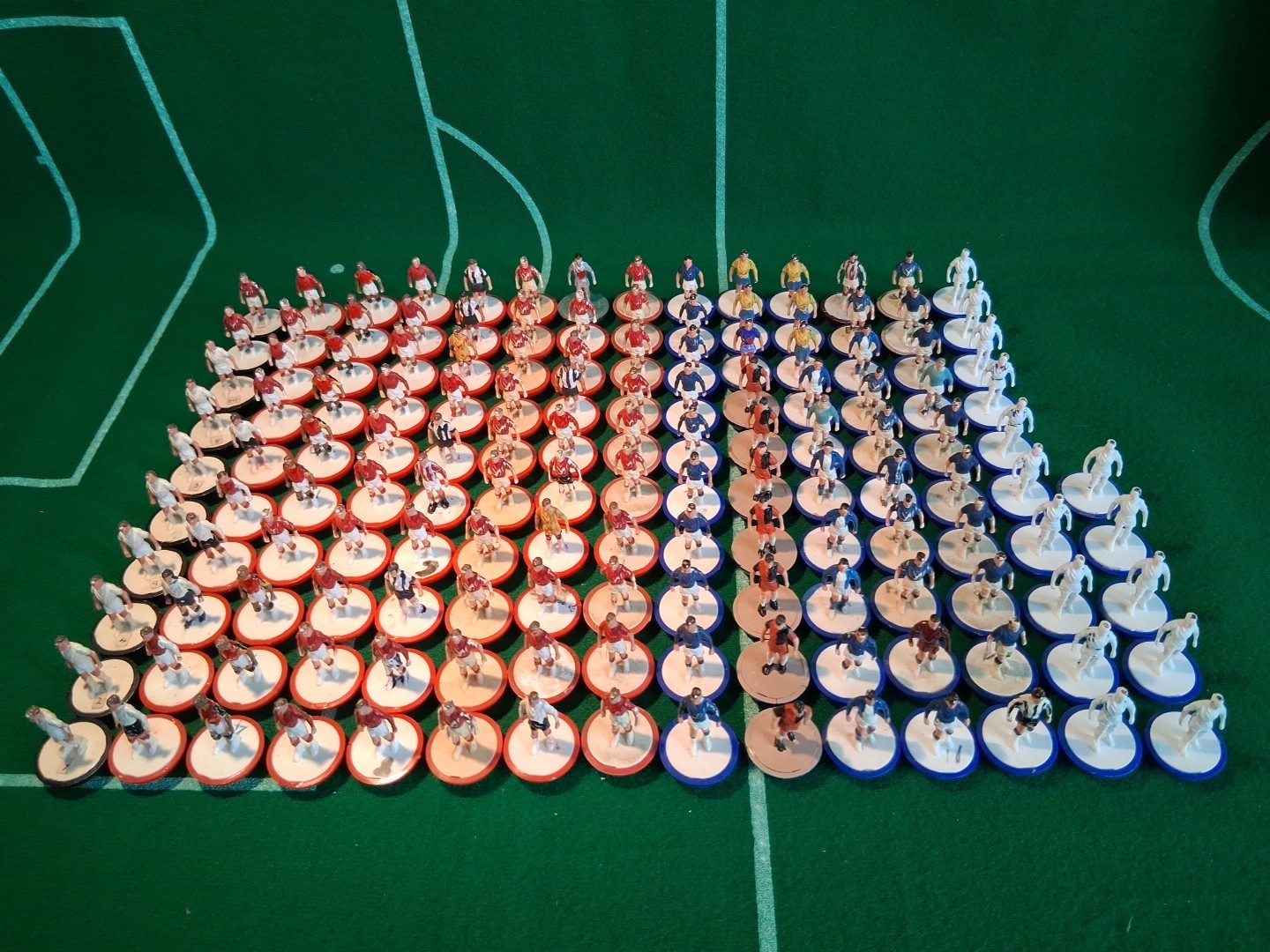 Subbuteo Moulded Teams & Spares. Walkers, Red Blue & Black Bases x145. for sale on Ebay
